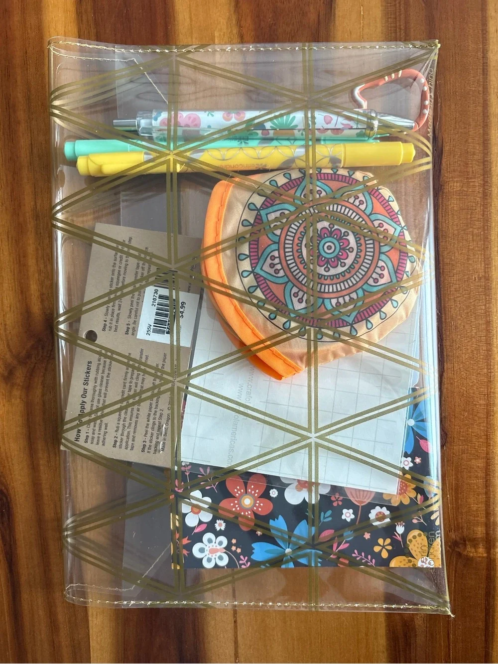 🛍️ Erin Condren Pouch & Markers Boho Floral Stationery Bundle Fan Pen Stickers